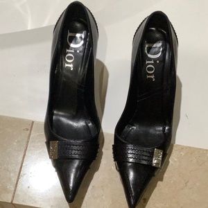 Dior black leather stilettos size 8.5